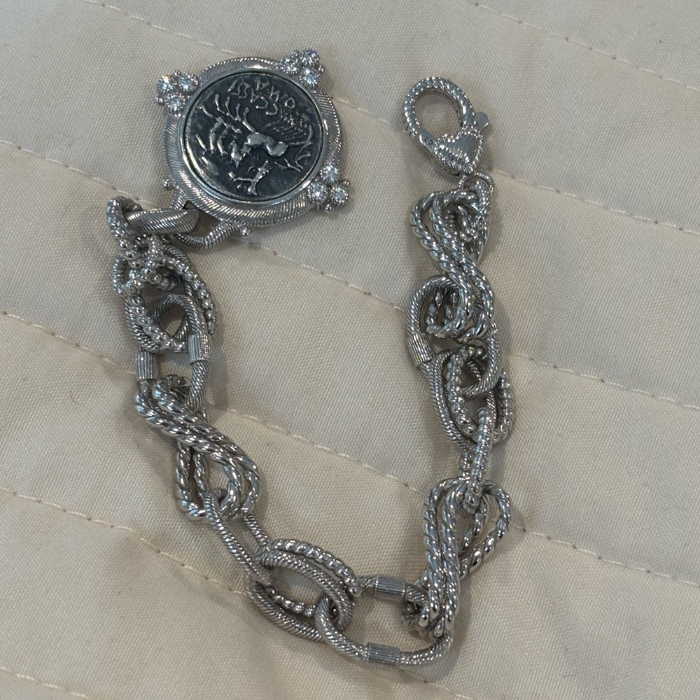 Judith Ripka Sterling Silver Ancient Roman Coin Dangle Bracelet 6.5" - - Picture 11 of 13